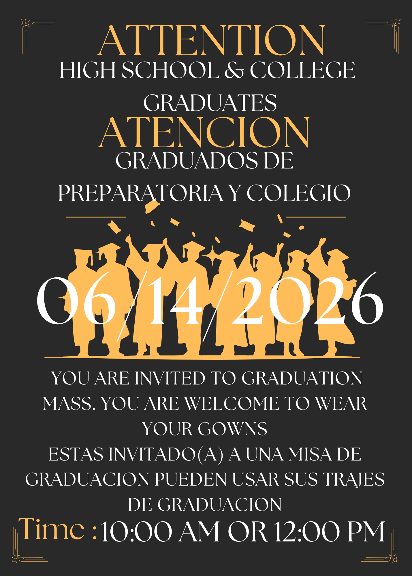 Black Gold Illustration Graduation Ceremony Invitation
