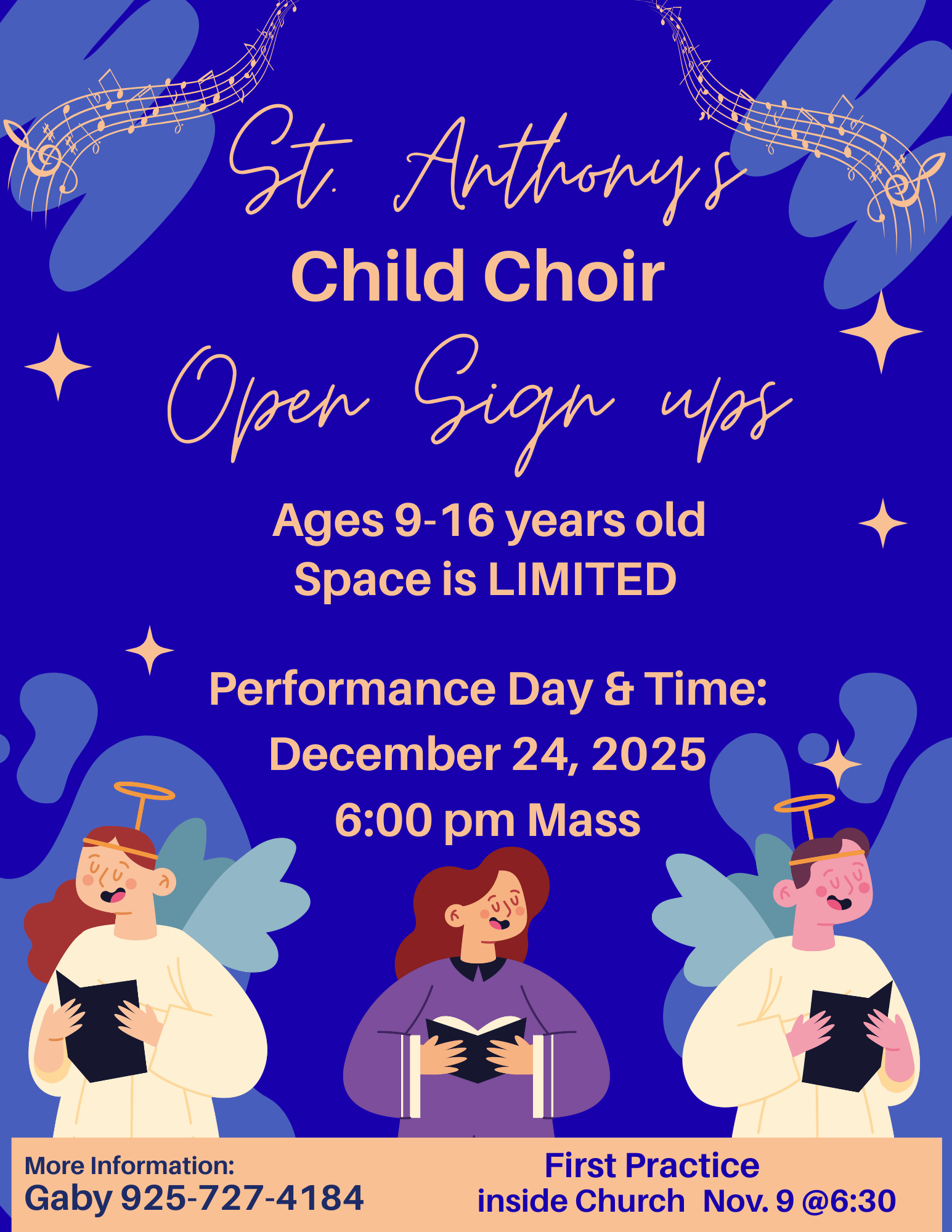 Blue And Beige Joyful Illustrated Church Choir Concert Flyer 2