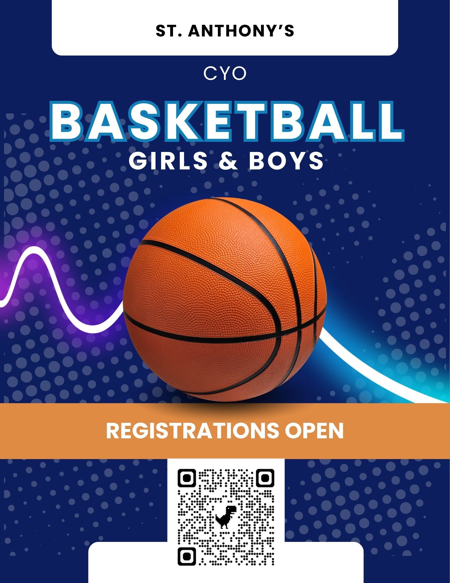 Blue And Orange Modern Basketball Tournament Flyer