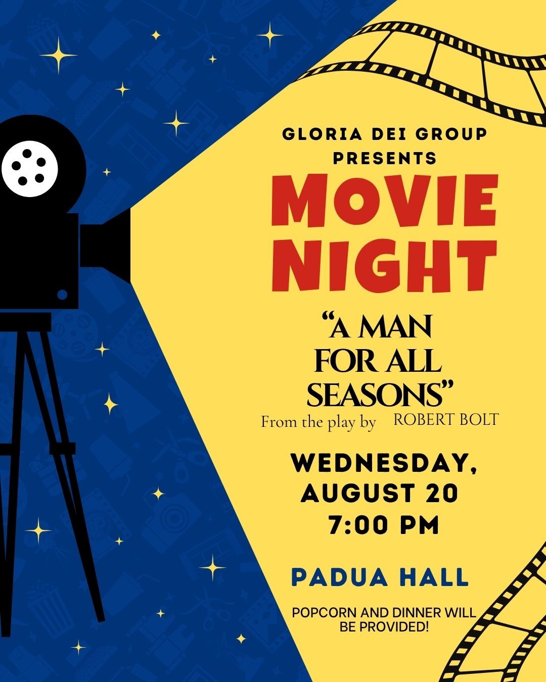 Deep Blue Red And Yellow Illustrative Movie Night Party Show Event Promotion Instagram Post