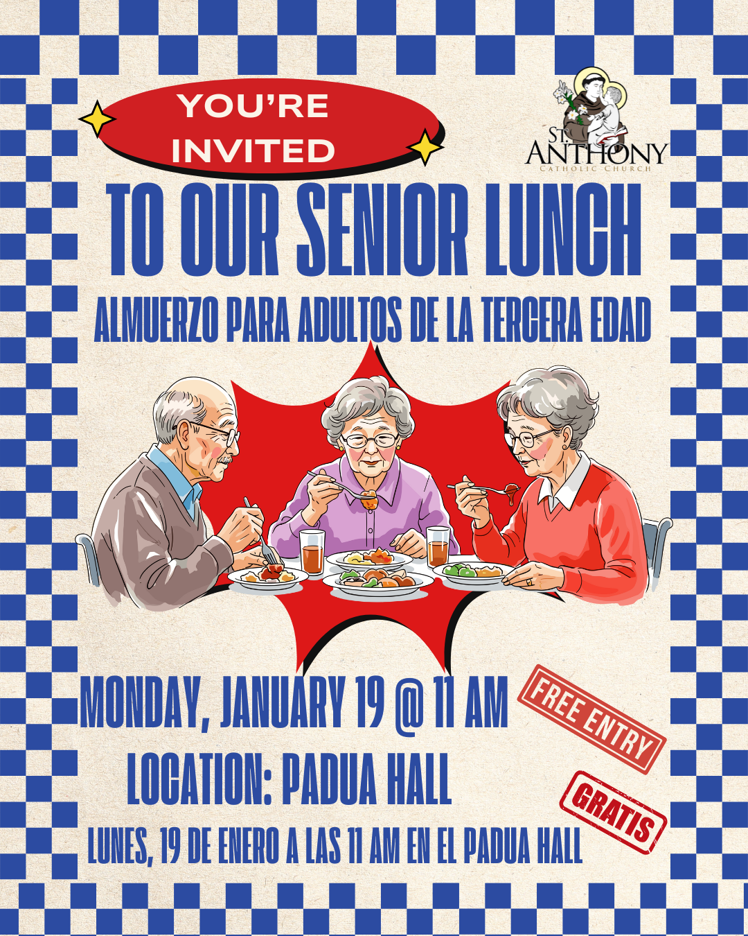 Red And Blue Retro Vintage Burger Food Promo Instagram Post 2