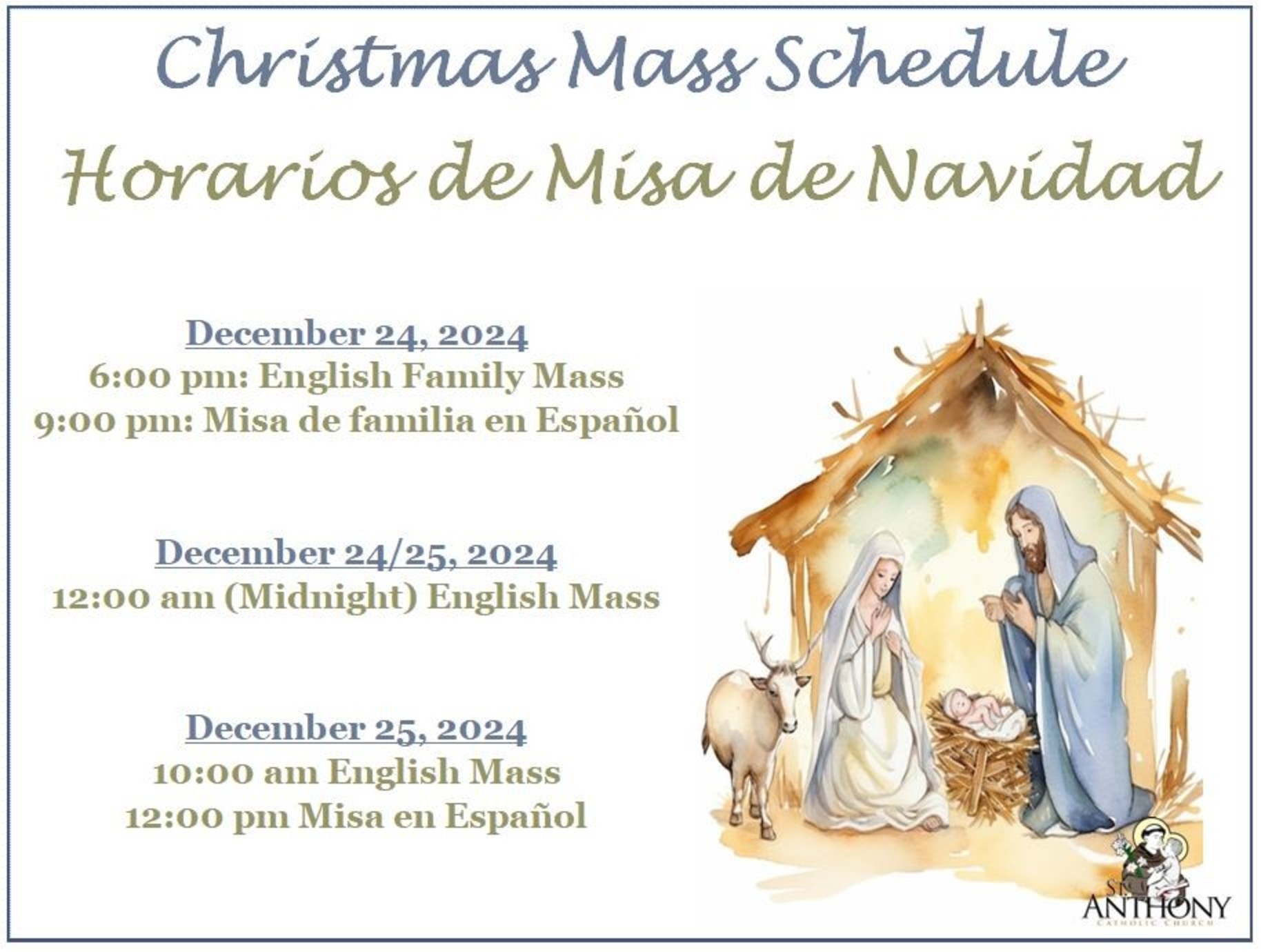 Christmas Mass Schedule 2024