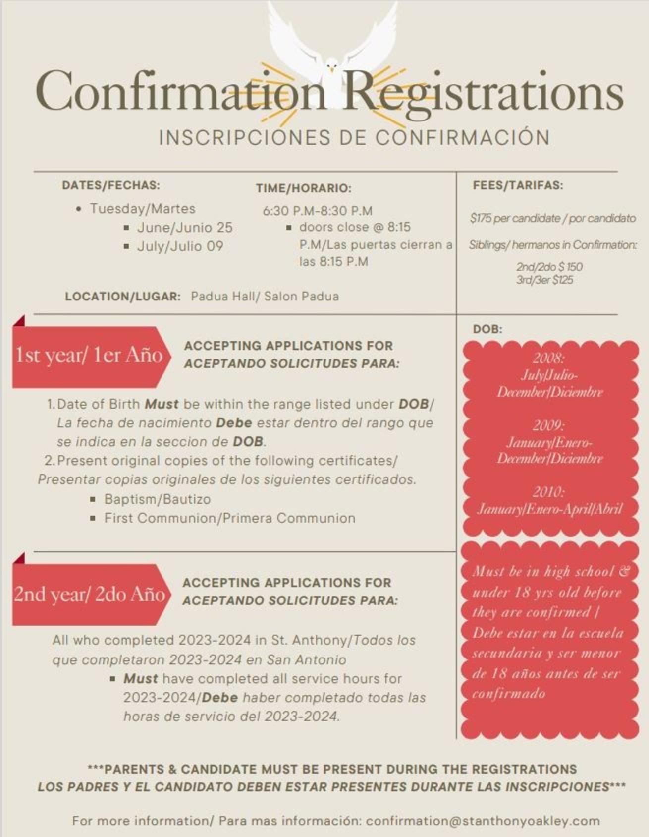 Confirmation Registrations 2024 2025