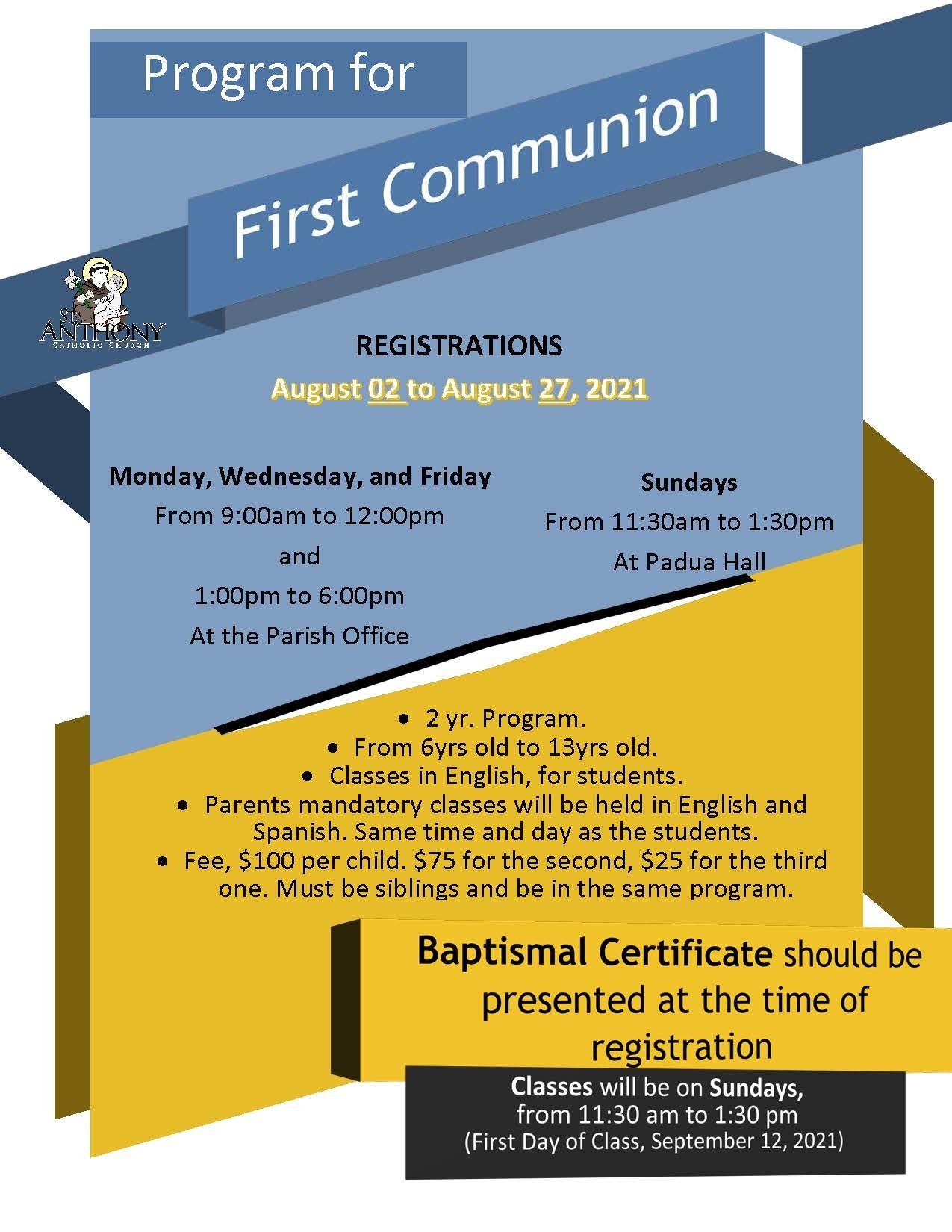 First Communion Program