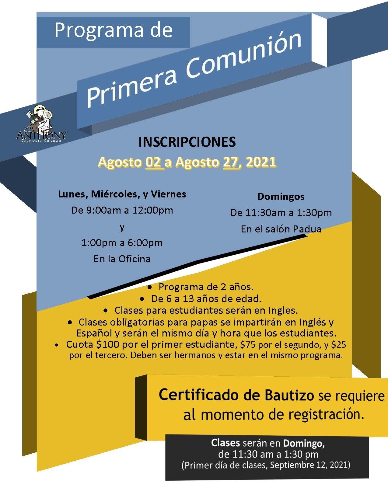 Programa De Primera Comunion