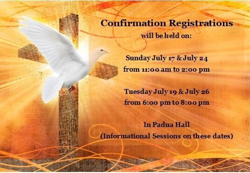 Confirmation Registration opens soon! Confrimation Dates 2022 2023