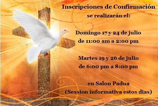 Registraciones de Confirmacion comienzan pronto! Fechas De Confirmacion 2022 2023