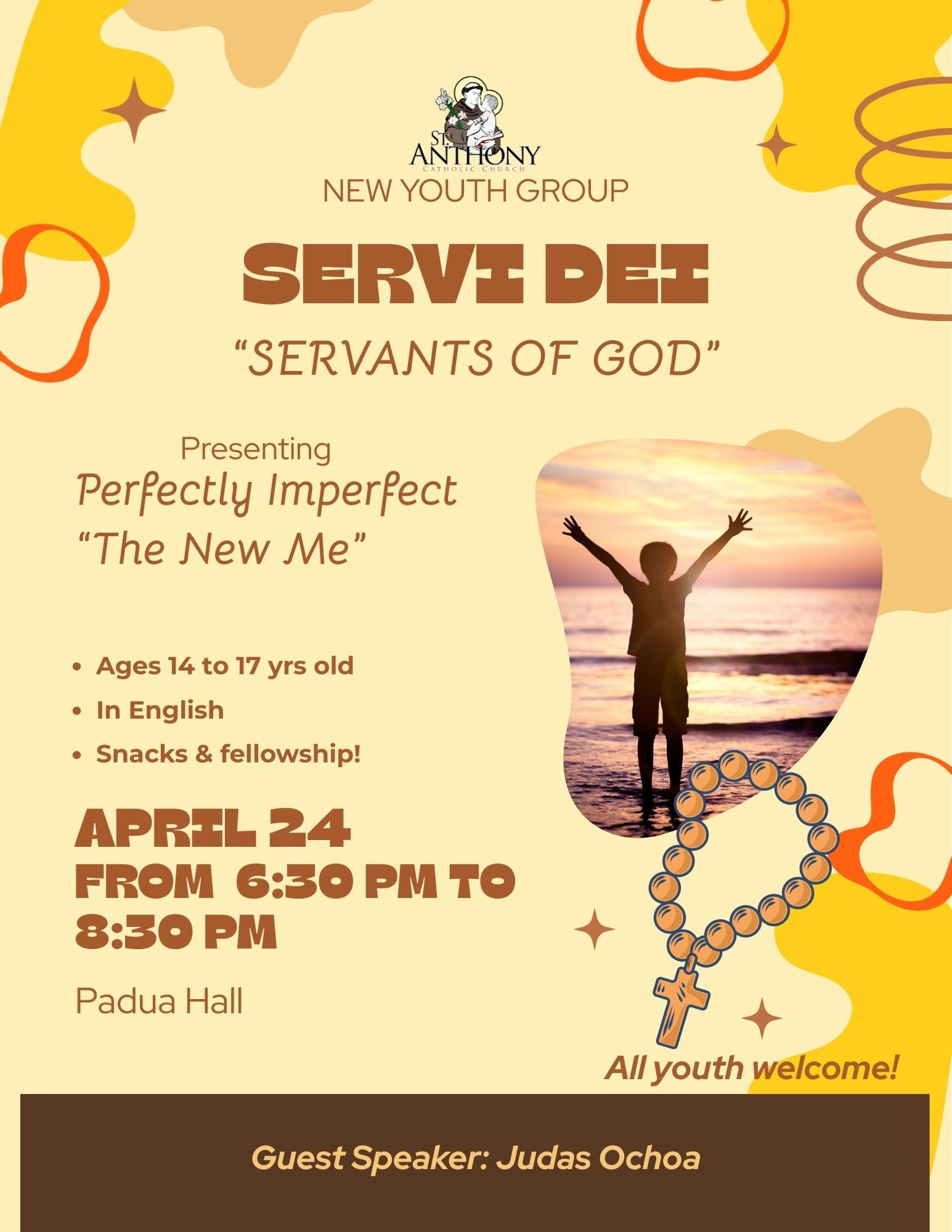 Yellow And Orange Playful Church Youth Group Prayer Meeting Flyer