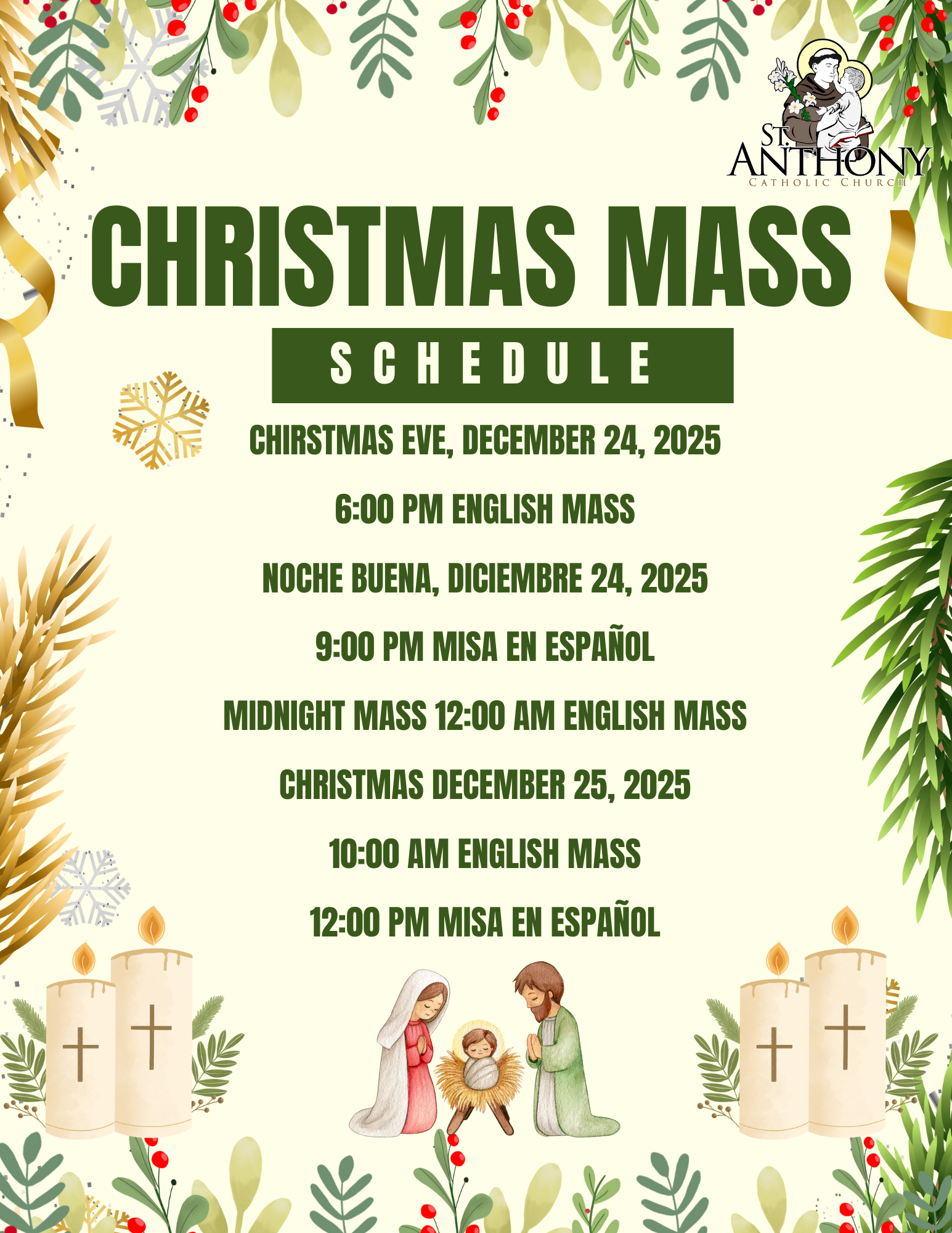 Yellow Illustrative Christmas Schedule Flyer