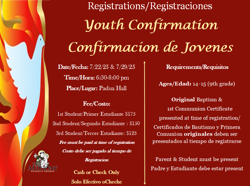 Youth Confirmation Registration Flyer
